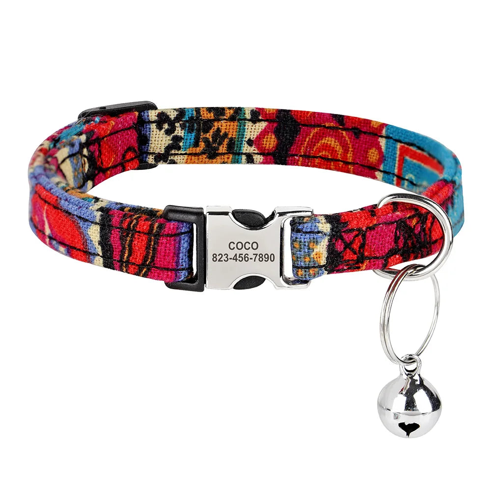 Custom Cat Collar – Personalized ID Collar for Cats &amp; Small Dogs (Free Bell Gift!)