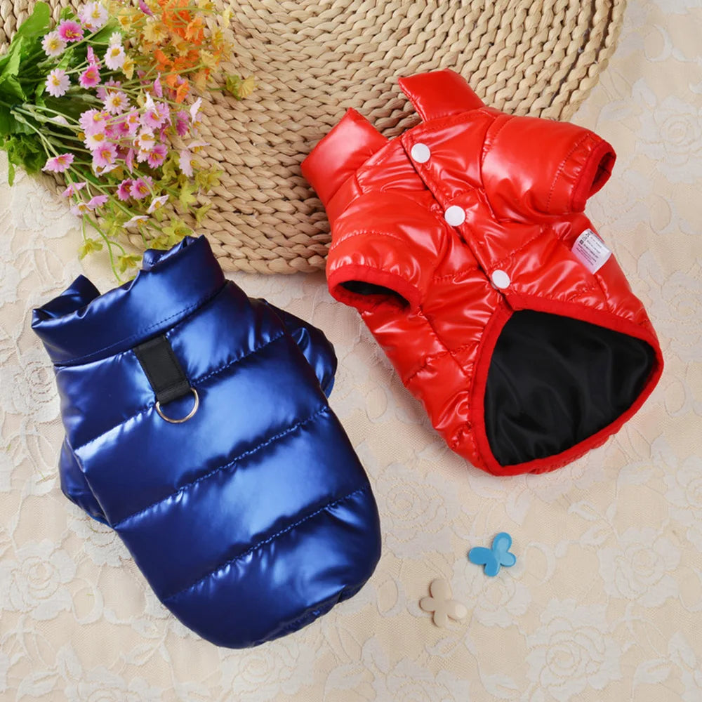 Winter Waterproof Dog Jacket – PU Leather Puffer Coat for Small & Medium Dogs (Chihuahua, Yorkie, French Bulldog)