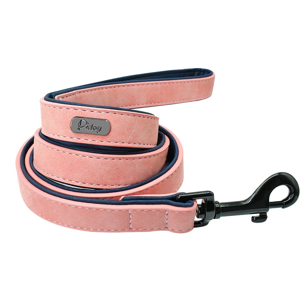 Leather Dog Leash with Padded Handle – Durable Walking & Training Lead for Small Medium Large Dogs