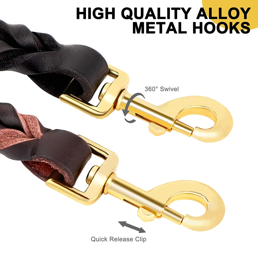 6ft Genuine Leather Dog Leash – Durable Training & Walking Lead for Medium & Large Dogs