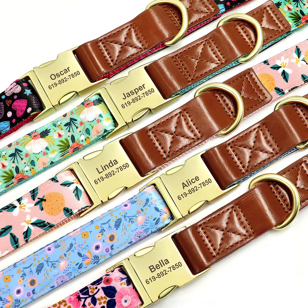 Personalized Dog Collar – Engraved Nylon &amp; PU Leather with Custom ID Tag
