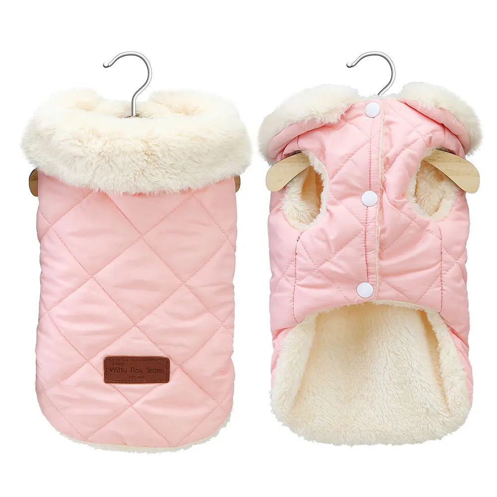 Winter Pet Jacket – Super Warm Coat with Fur Collar for Small Dogs
