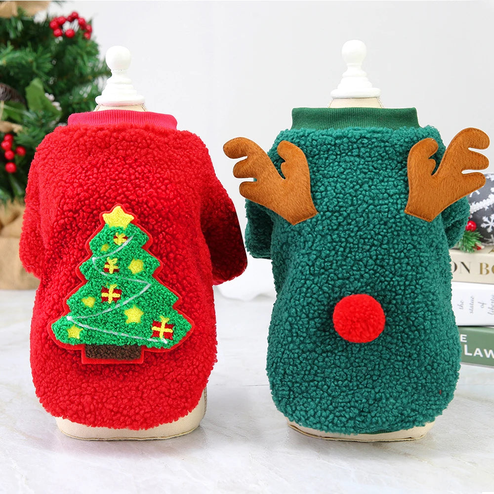 Christmas Dog Clothes – Soft Fleece Puppy & Cat Winter Outfit