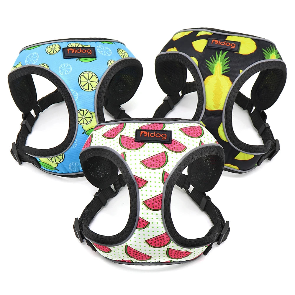 Fashion Printed Nylon Dog Harness Reflective French Bulldog Pug Harness Dog Vest For Small Medium Dogs Cats Walking Training