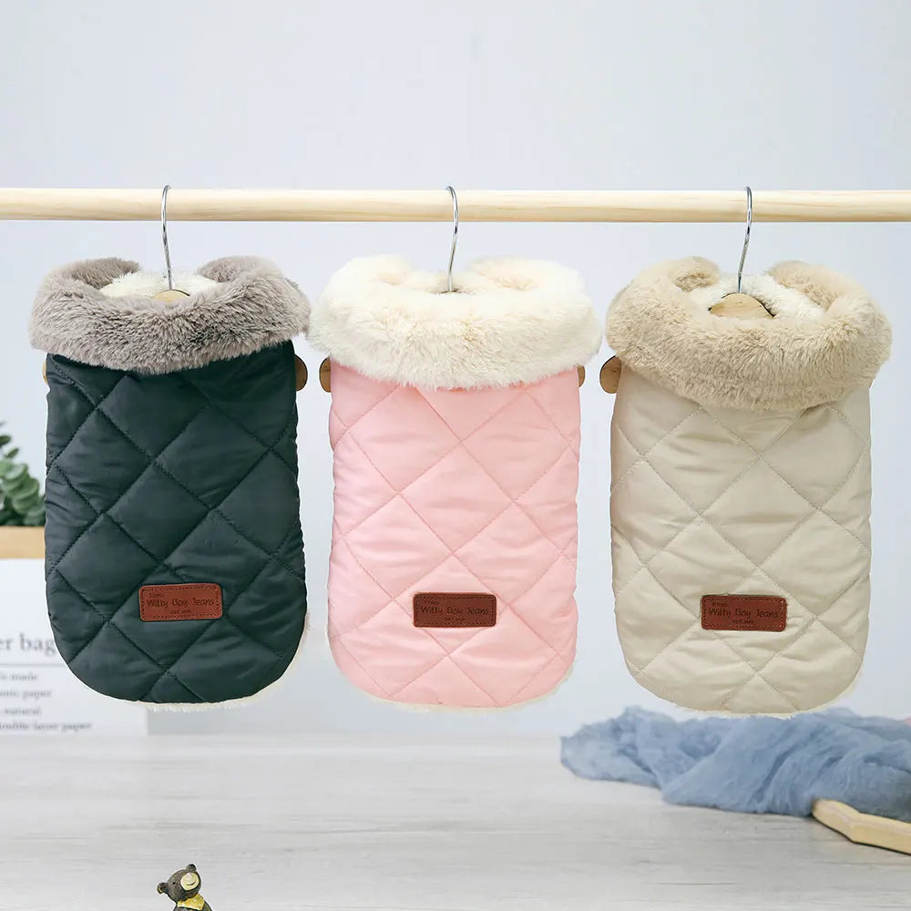 Winter Pet Jacket – Super Warm Coat with Fur Collar for Small Dogs