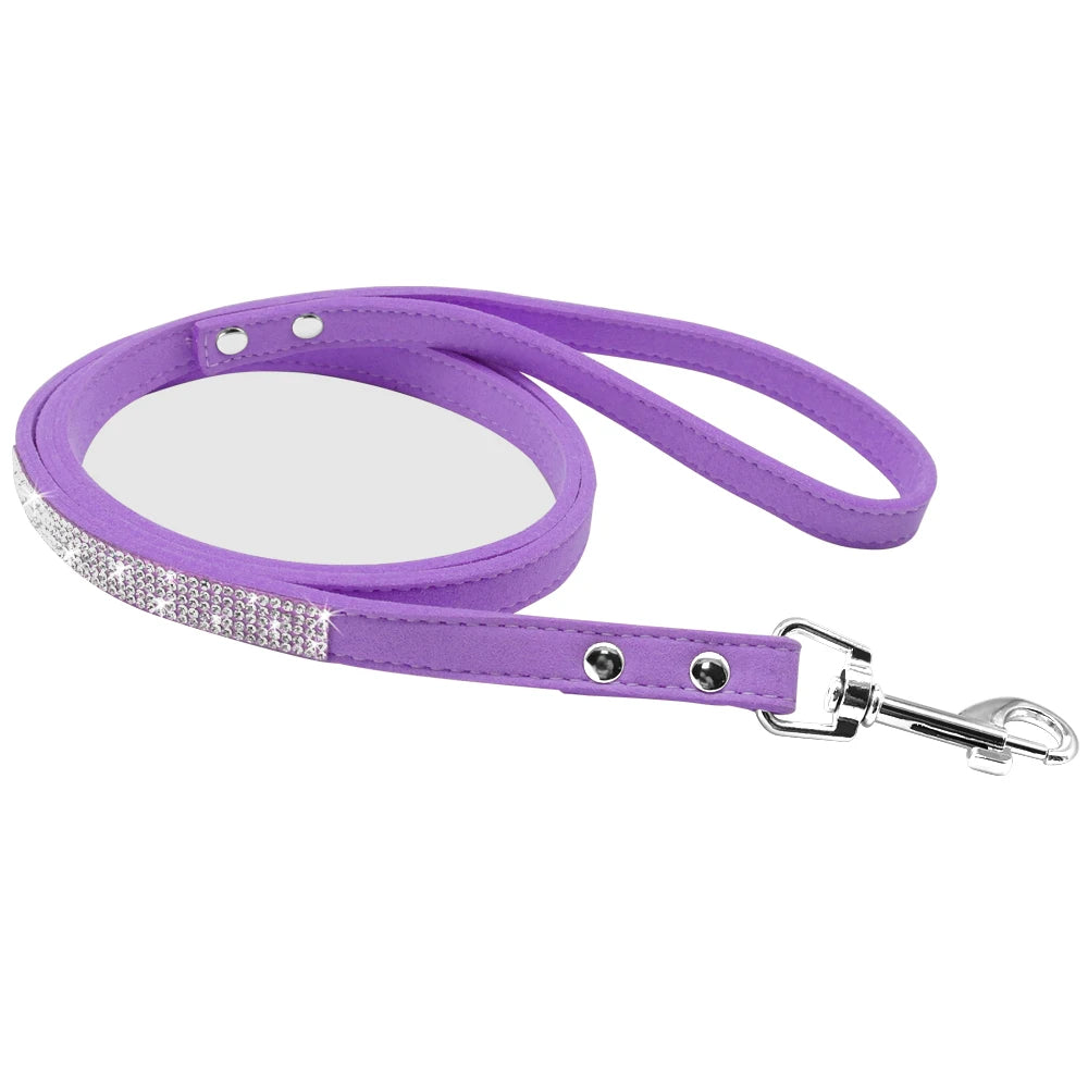 Bling Rhinestone Dog & Cat Collar with Leash Set