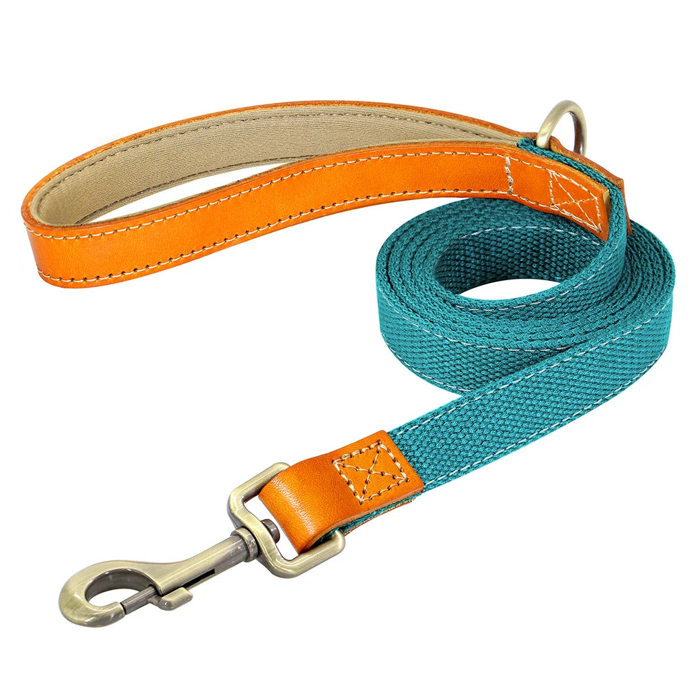 150cm Dog Walking Leash – Durable Nylon Lead Rope with PU Leather Handle