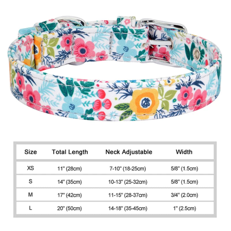 Nylon Custom Dog Collar & Leash Set with Personalized Leather Nameplate – Adjustable ID Tag for Small, Medium & Large Dogs