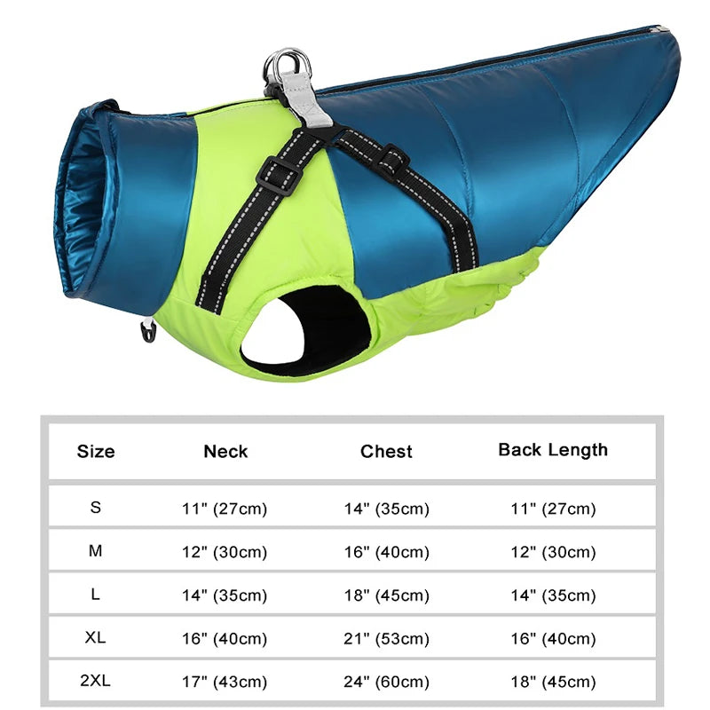 Warm Waterproof Dog Vest with Built-In Harness – Reflective Winter Jacket for Small & Medium Dogs