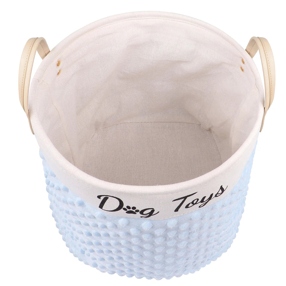 Collapsible Dog Toy Storage Basket with Handles – Large Capacity Pet Organizer Bin (Pink/Blue)