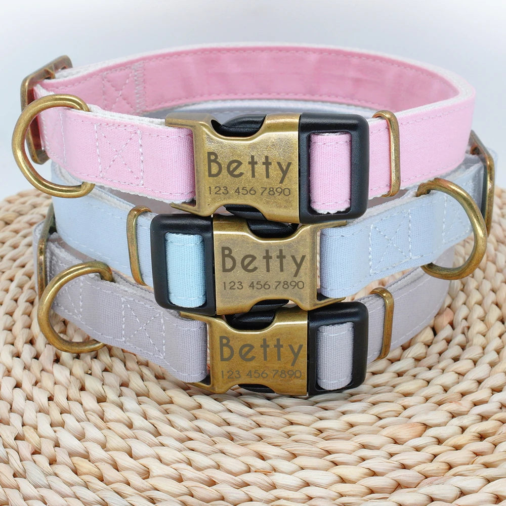 Adjustable Personalized Dog Collar – Custom Engraved Nylon Pet ID Collar | For Small, Medium & Large Dogs