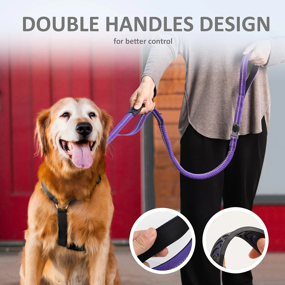 Reflective Dog Leash with Car Seat Belt Clip – Durable Lead for Medium & Large Dogs (Running, Walking, Training)
