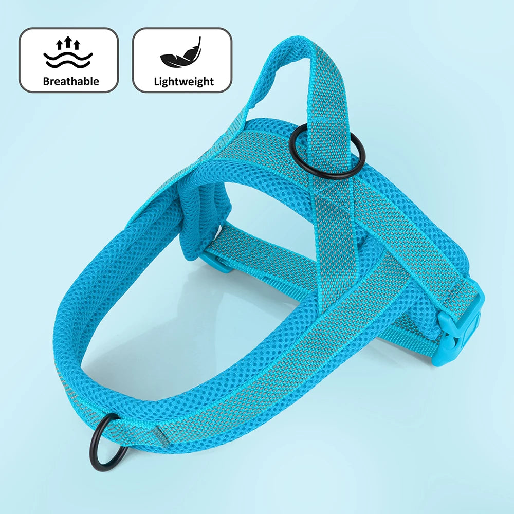 No Pull Nylon Dog Harness Breathable Mesh Pet Harnesses Vest Reflective Strap Harness for Medium Large Dogs Pug Walking Training