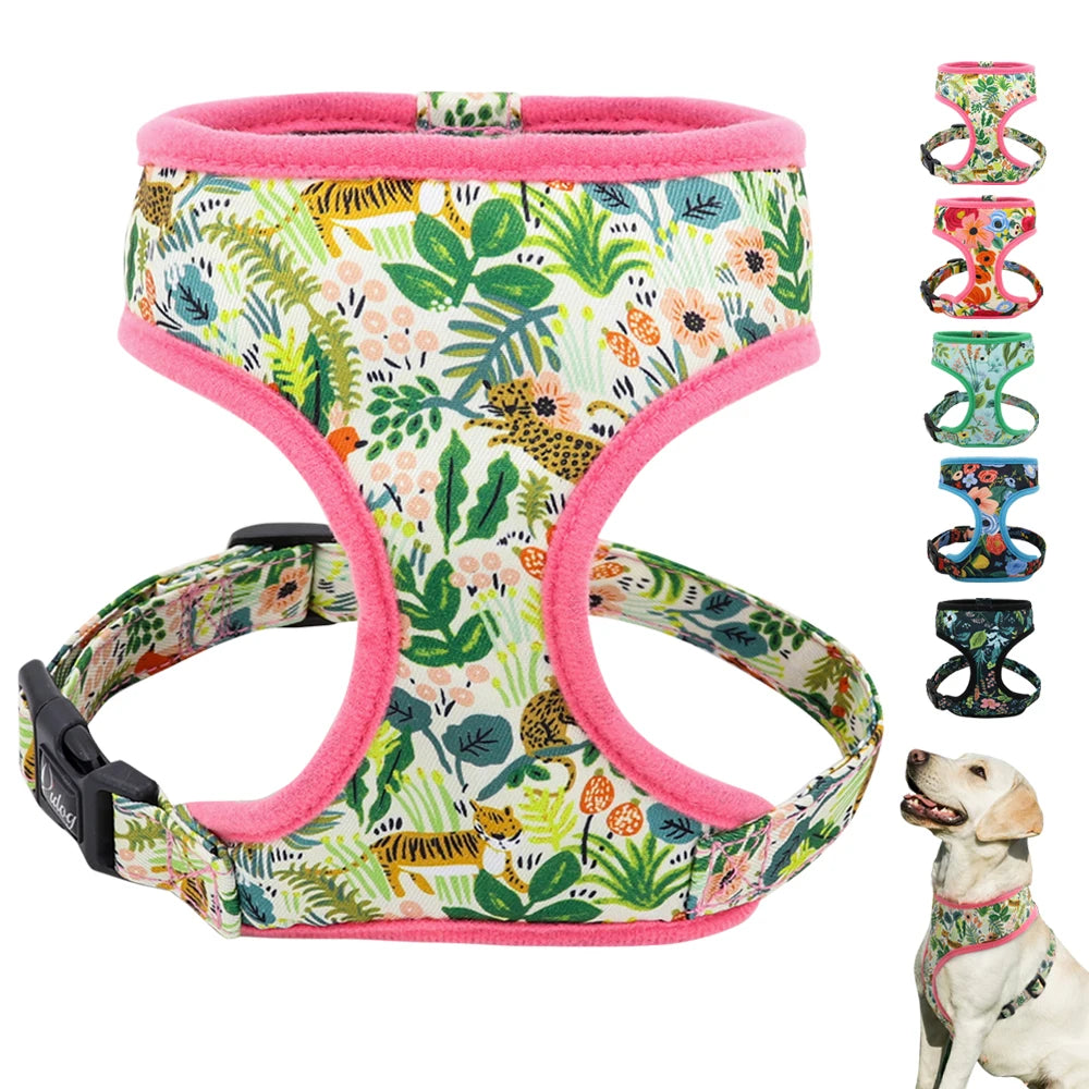 Cute Printed Dog Harness – Adjustable Nylon Vest for Small & Medium Dogs & Cats (Chihuahua, French Bulldog, Yorkie, Pug, Puppy Training Harness)