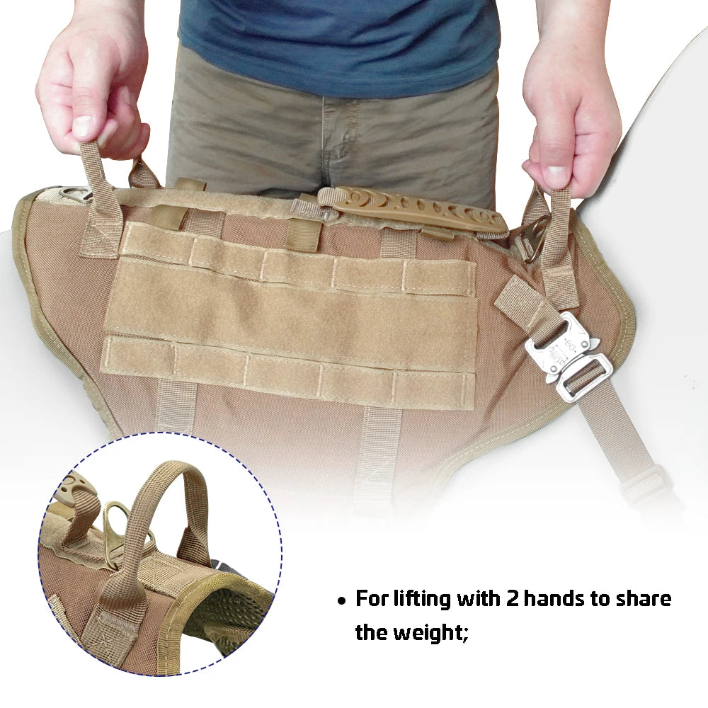 Tactical Dog Harness & Leash Set – Military MOLLE Vest for Large Dogs