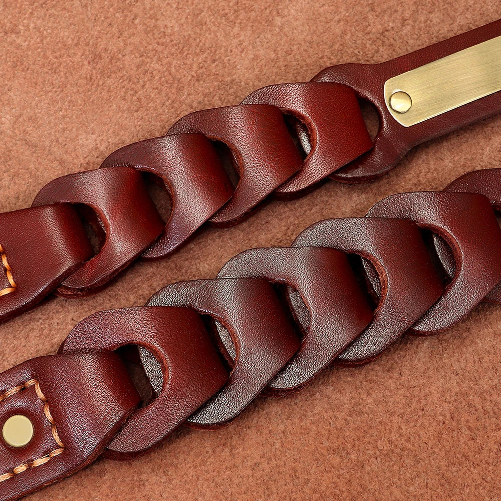 Custom Engraved Leather Dog Collar – Personalized Nameplate for Medium & Large Dogs