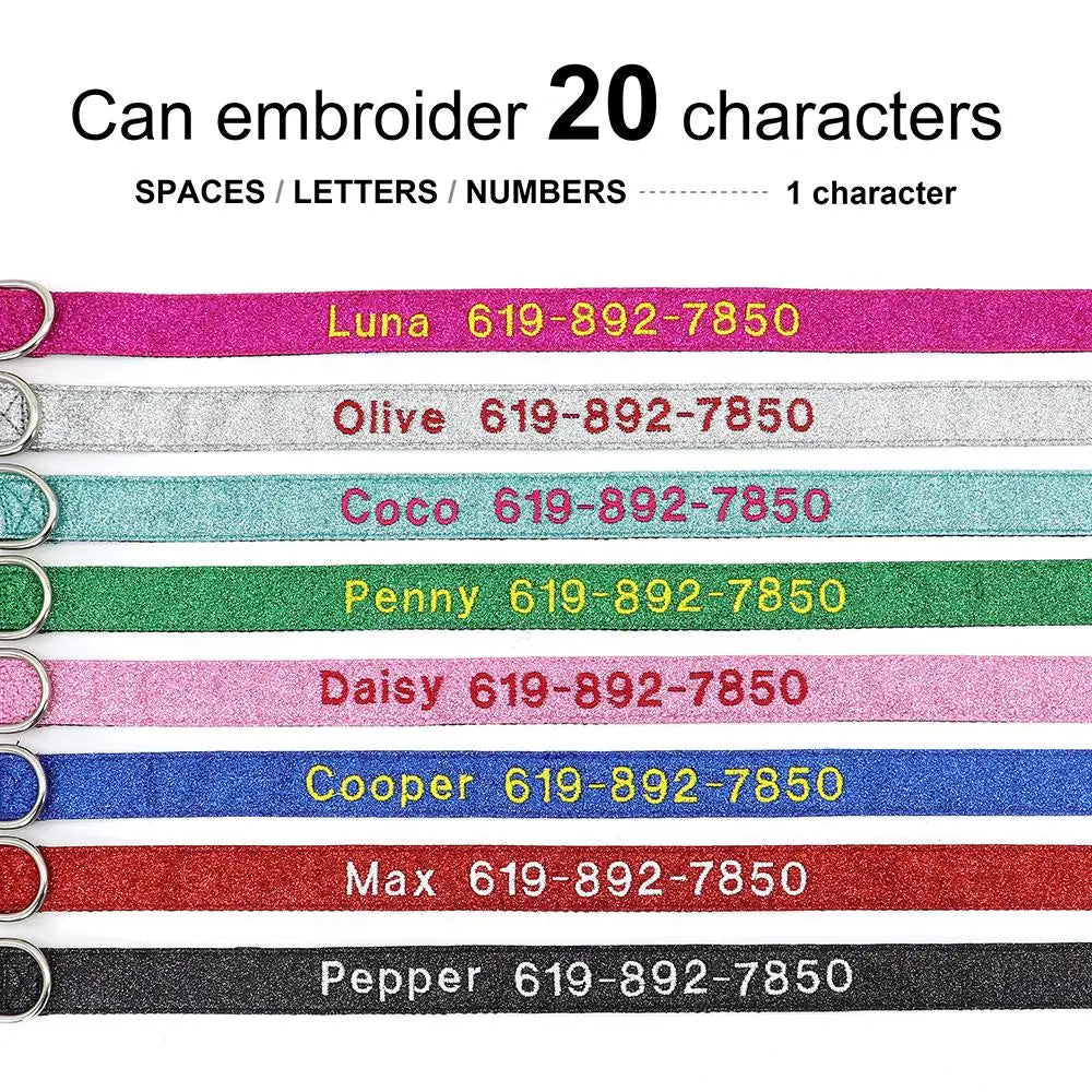 Personalized Embroidered Nylon Dog Collar – Custom Name & Phone ID – For Small, Medium & Large Dogs