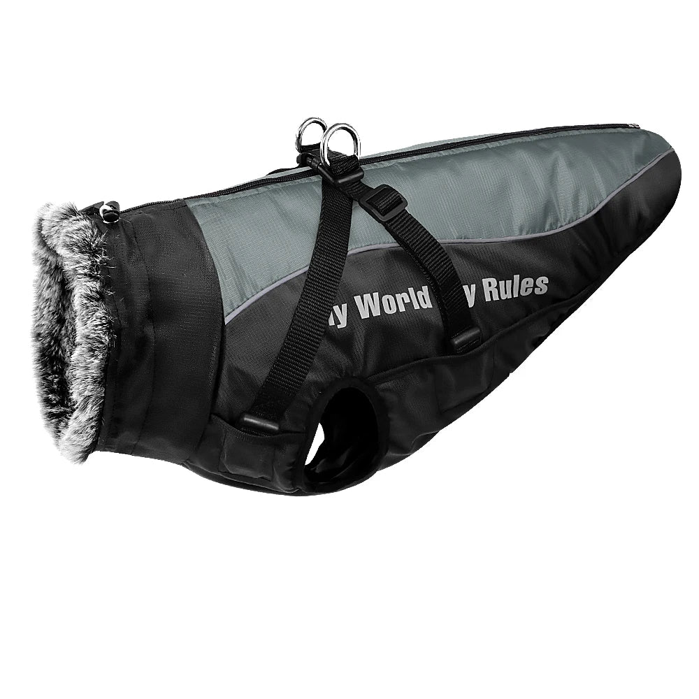 Warm Waterproof Dog Coat with Built-In Harness – Winter Jacket for Medium & Large Breeds