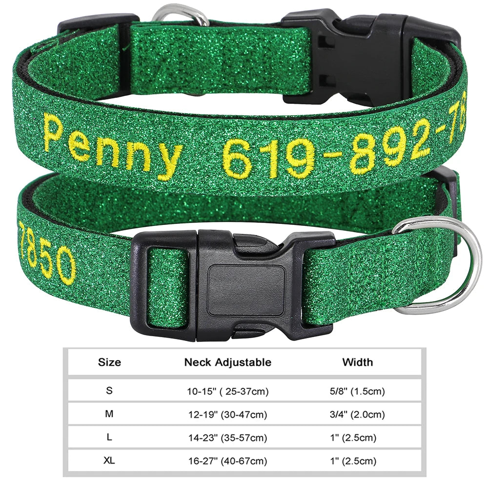Personalized Embroidered Nylon Dog Collar – Custom Name & Phone ID – For Small, Medium & Large Dogs