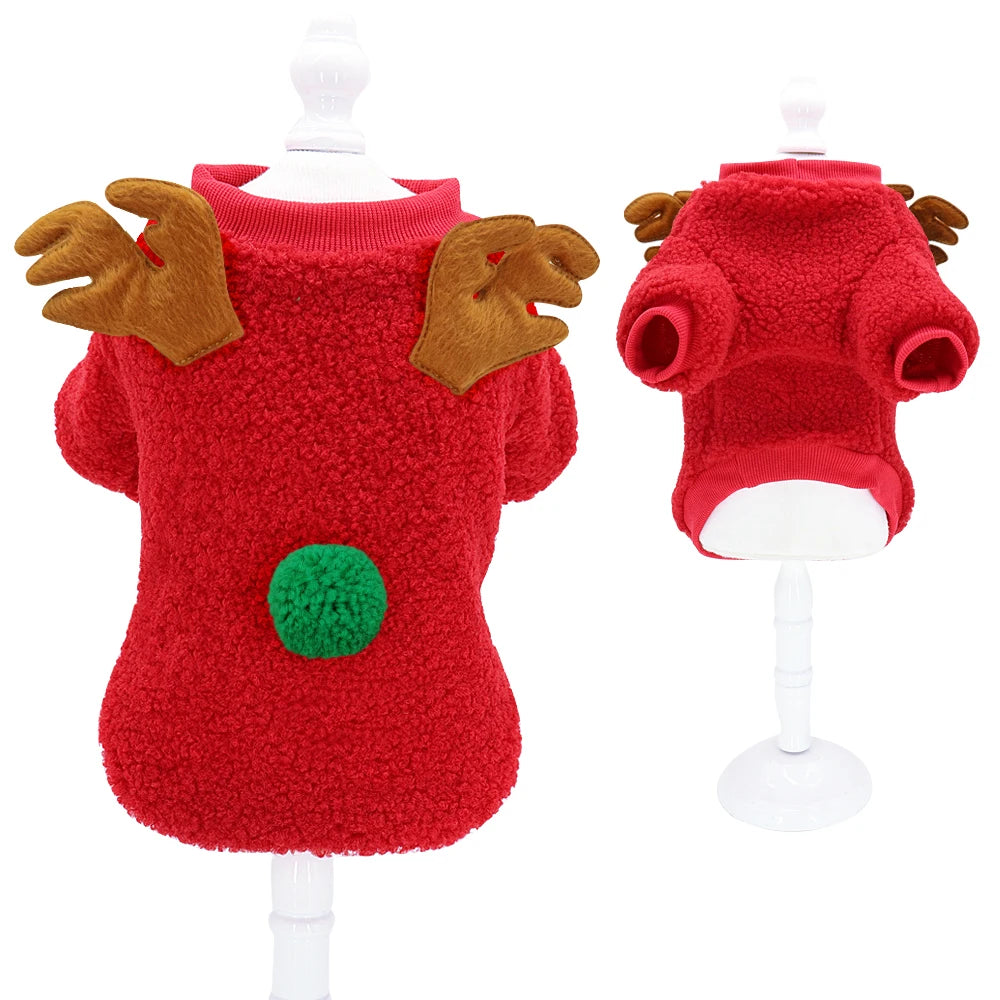 Christmas Dog Clothes – Soft Fleece Puppy & Cat Winter Outfit