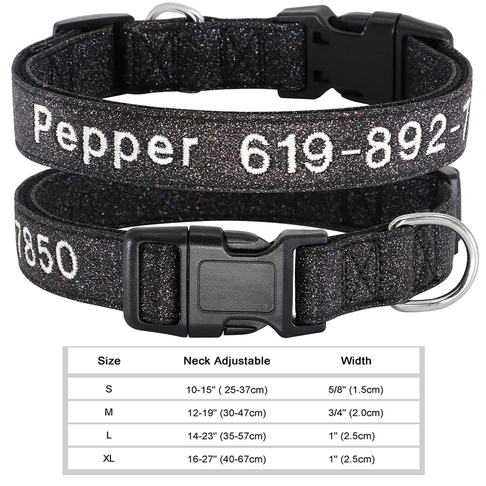 Personalized Embroidered Nylon Dog Collar – Custom Name & Phone ID – For Small, Medium & Large Dogs