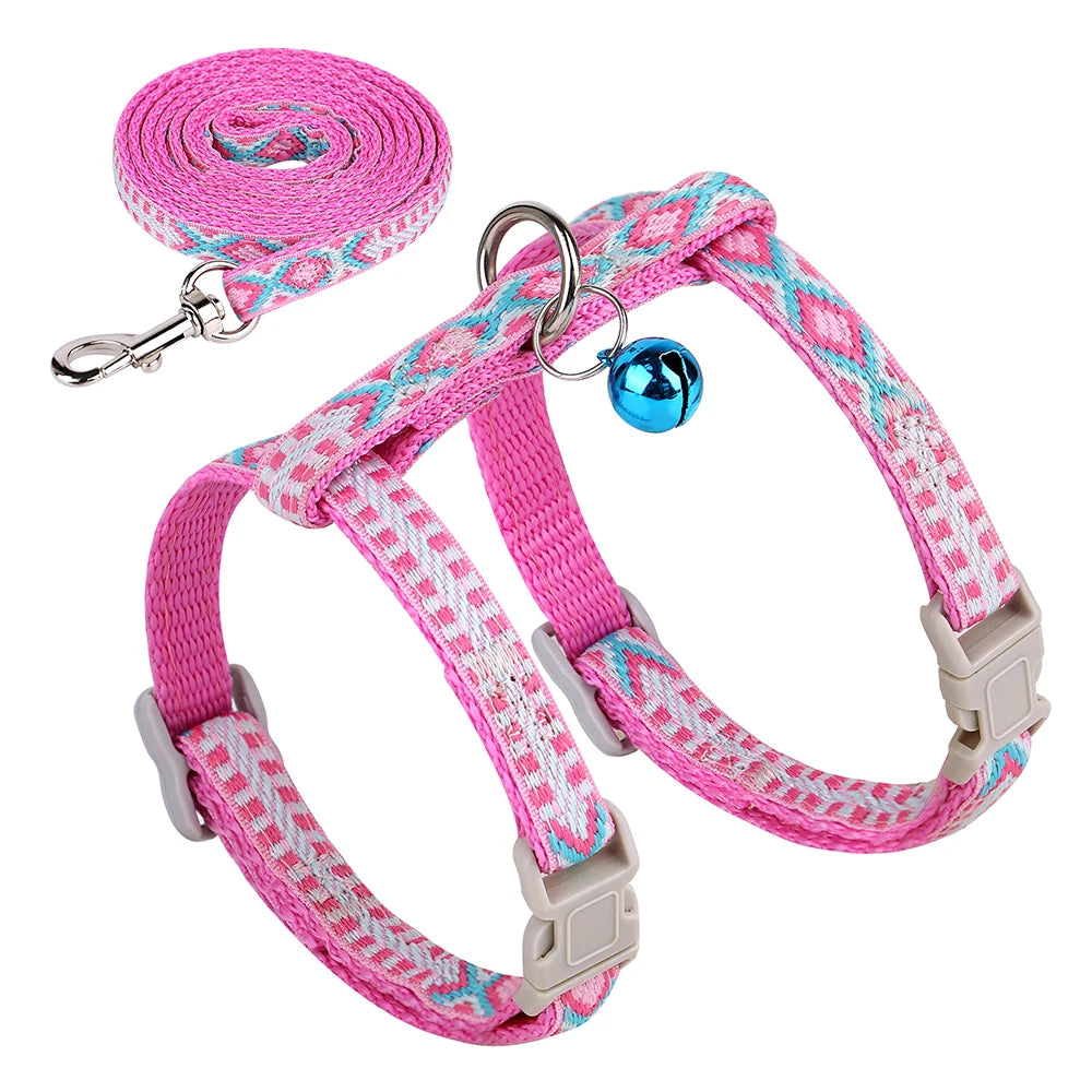 Adjustable Cat Dog Harness and Leash Set Nylon Vest Walking Lead For Kitten Puppy Cats Harness Leash Set Small Dogs Chihuahua