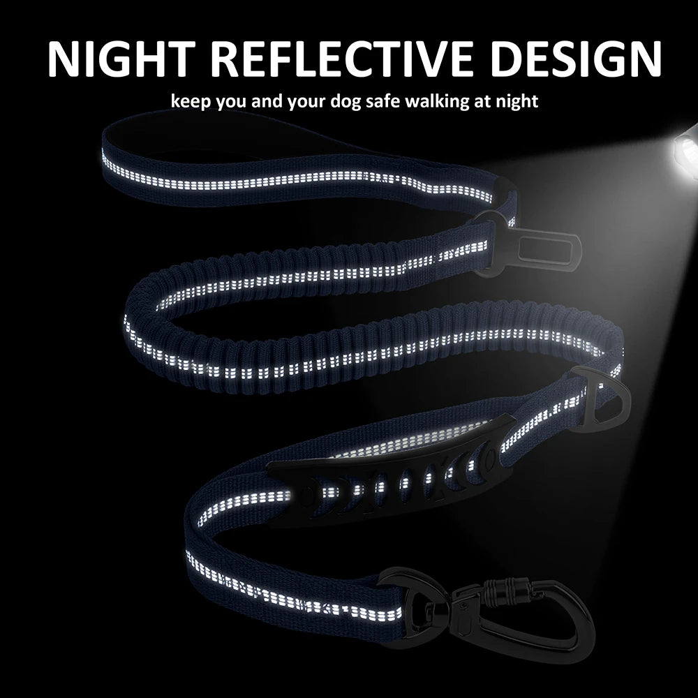 Reflective Dog Leash with Car Seat Belt Clip – Durable Lead for Medium & Large Dogs (Running, Walking, Training)