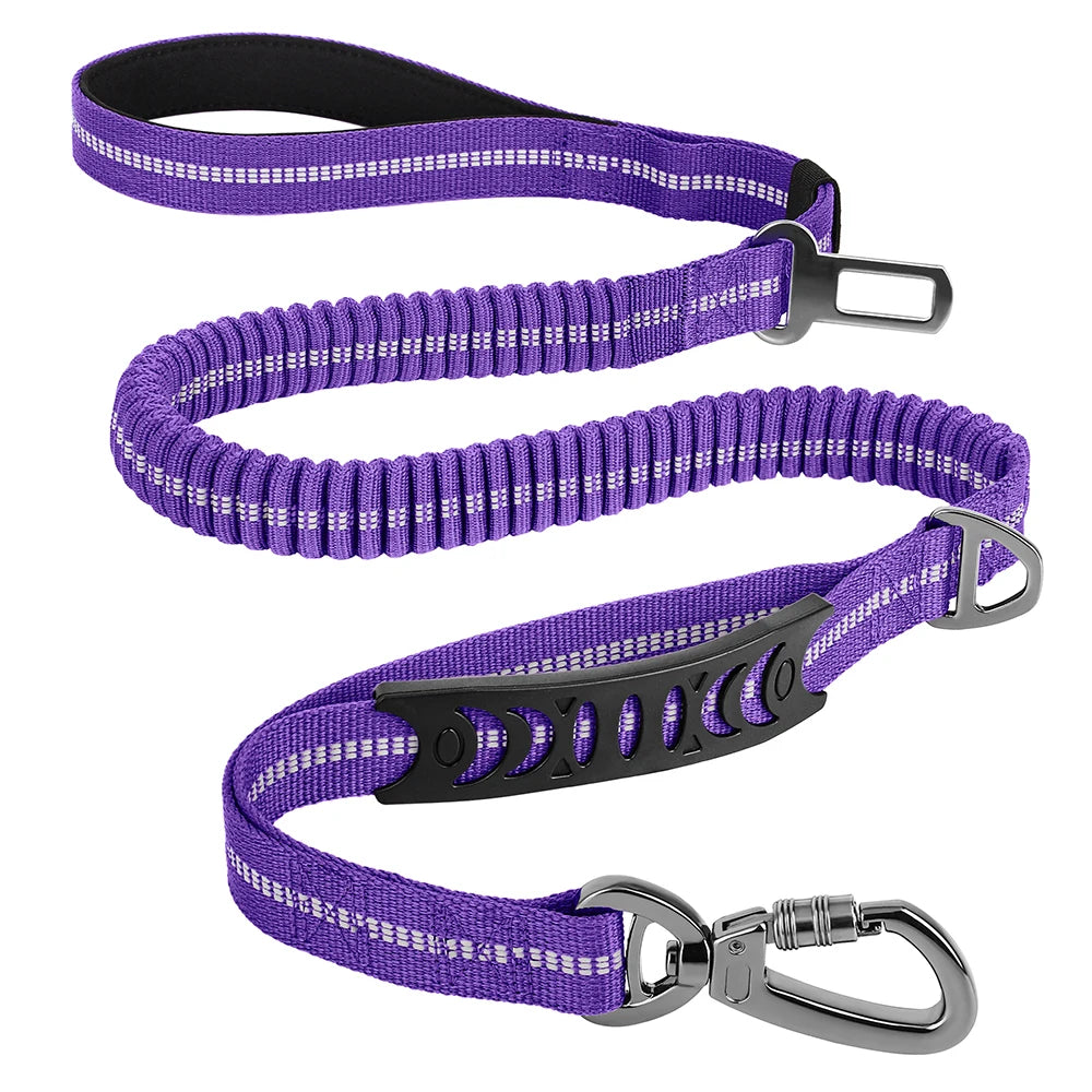 Reflective Dog Leash with Car Seat Belt Clip – Durable Lead for Medium & Large Dogs (Running, Walking, Training)