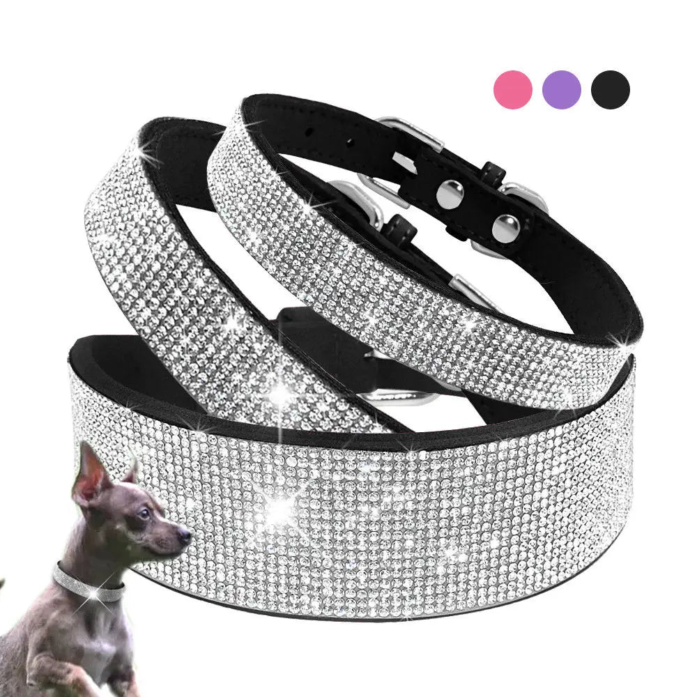 Bling Rhinestone Dog & Cat Collar with Leash Set