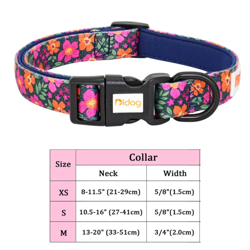 Nylon Custom Dog Collar & Leash Set with Personalized Leather Nameplate – Adjustable ID Tag for Small, Medium & Large Dogs