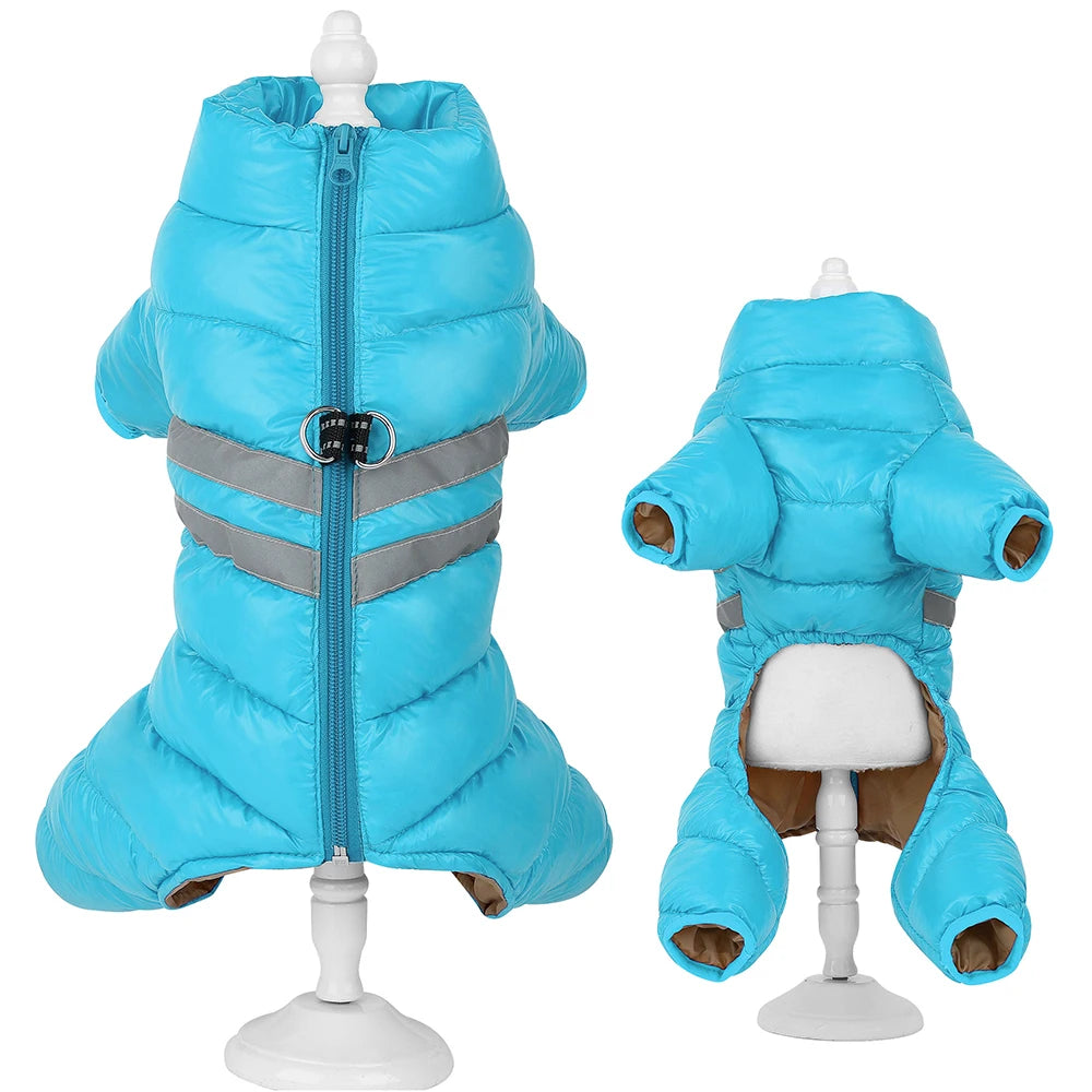 Thick Warm Waterproof Dog Jacket – Winter Coat with Reflective Strips