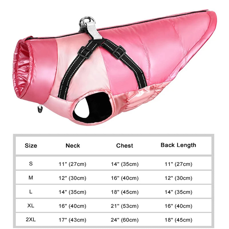 Warm Waterproof Dog Vest with Built-In Harness – Reflective Winter Jacket for Small & Medium Dogs