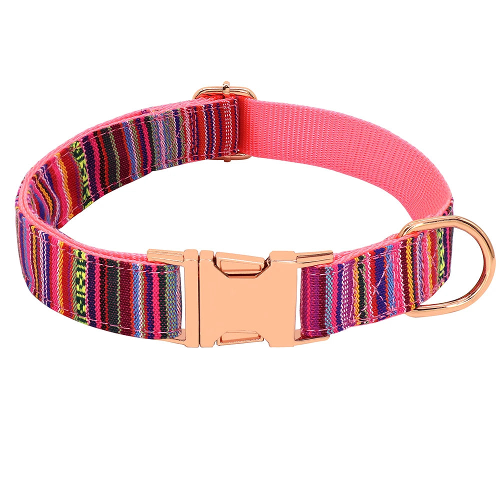Nylon Dog Collar Colorful Pet Buckle Collar Anti-lost Nameplate ID Tag Adjustable For Small Medium Large Dogs S-L