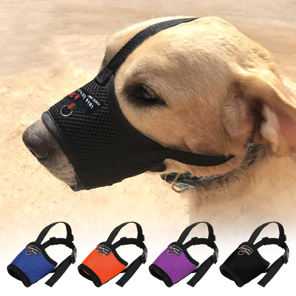 Mesh Nylon Dog Muzzle – Adjustable Breathable Anti-Bark Muzzle for Small, Medium & Large Dogs