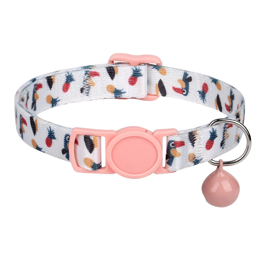 Cute Adjustable Dog & Cat Collar with Bell – Nylon Pet Necklace for Small Dogs & Kittens