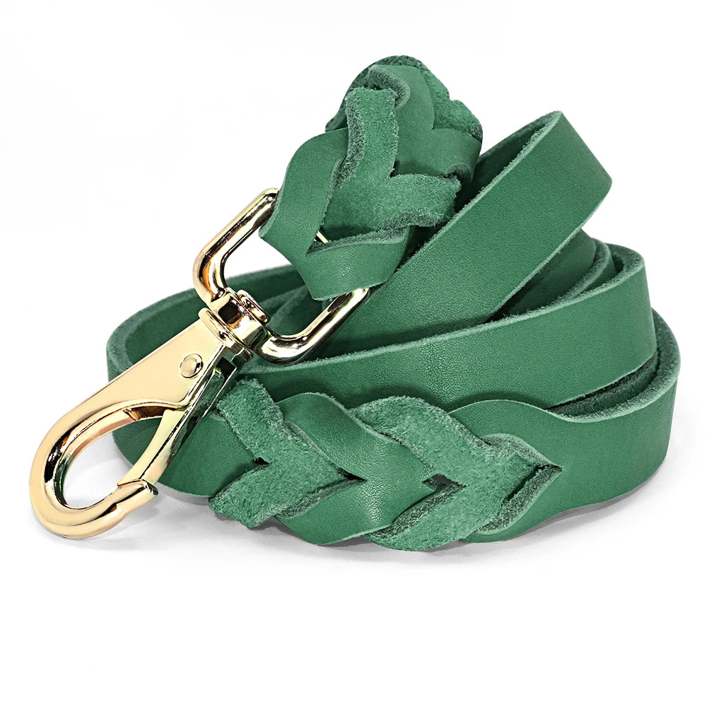 1.5m Real Leather Dog Leash – Strong Genuine Leather Pet Walking Lead Rope for Small, Medium & Large Dogs