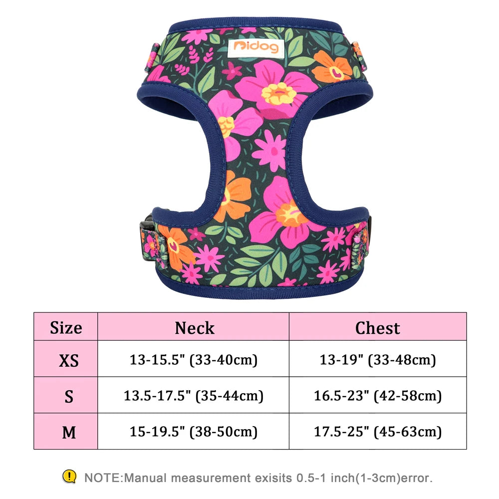 Fashion Printed Nylon Dog Harness Reflective French Bulldog Pug Harness Dog Vest For Small Medium Dogs Cats Walking Training