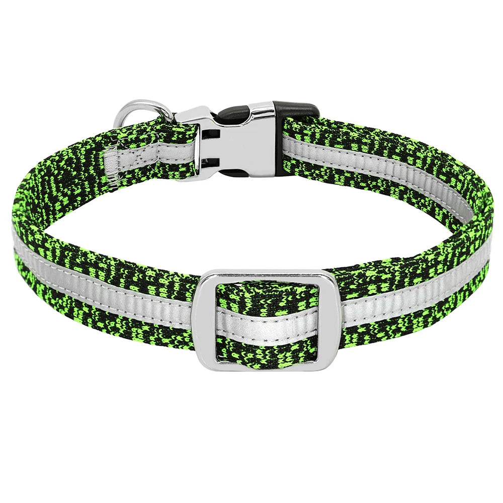 Adjustable Personalized Dog Collar – Custom Engraved Nylon Pet ID Collar | For Small, Medium & Large Dogs
