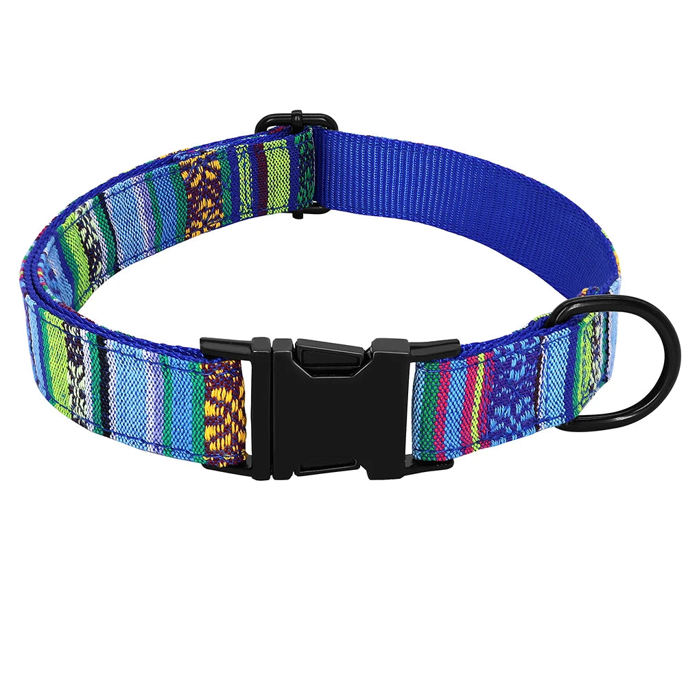 Nylon Dog Collar Colorful Pet Buckle Collar Anti-lost Nameplate ID Tag Adjustable For Small Medium Large Dogs S-L