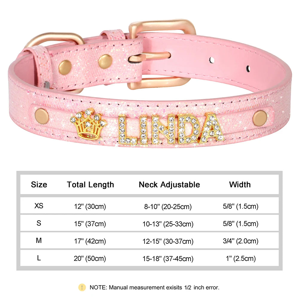 ✨ Personalized Bling Rhinestone Dog Collar – For Small Dogs & Cats ✨