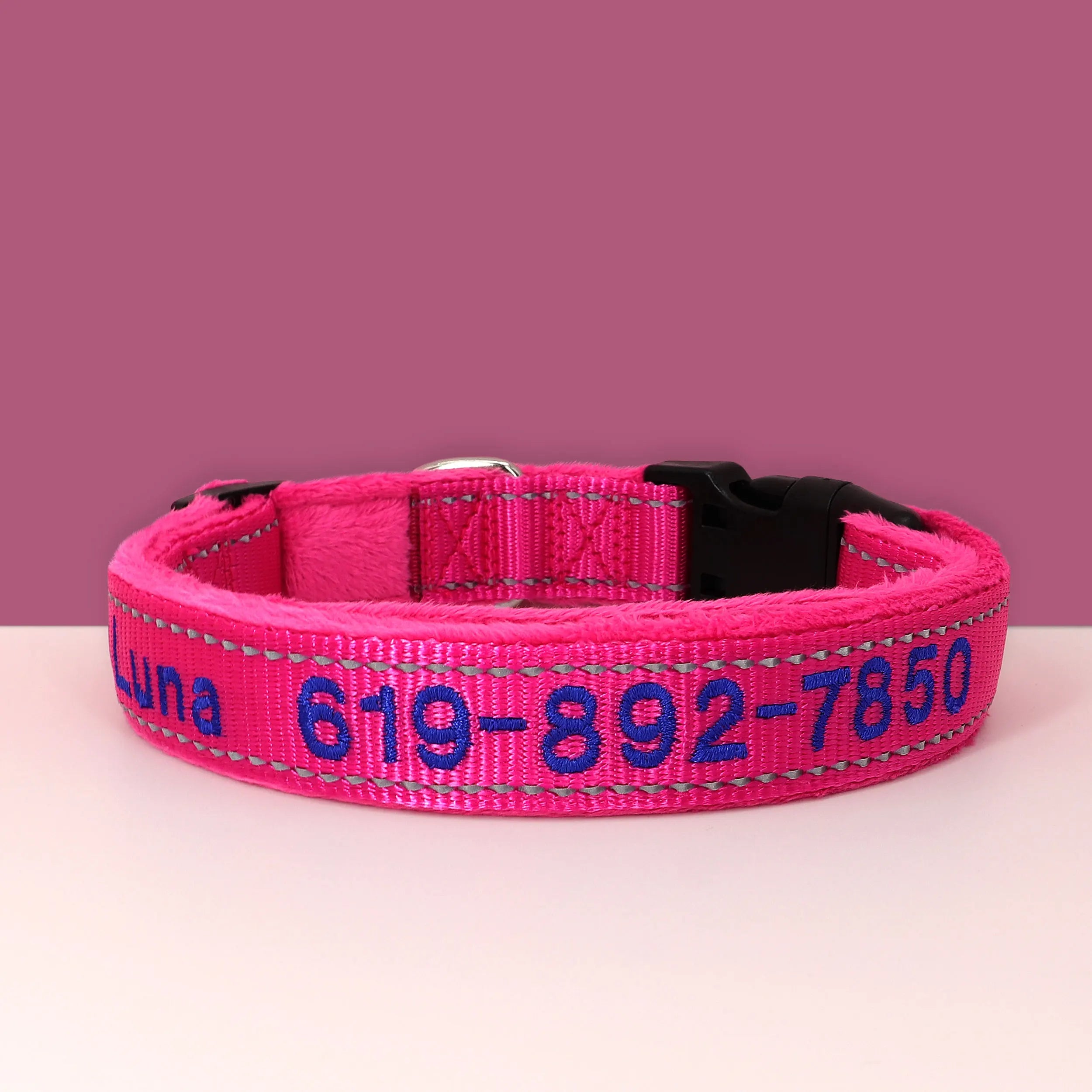 Personalized Embroidered Dog Collar – Reflective Nylon Adjustable ID Collar with Custom Name & Phone Number for Small, Medium & Large Dogs
