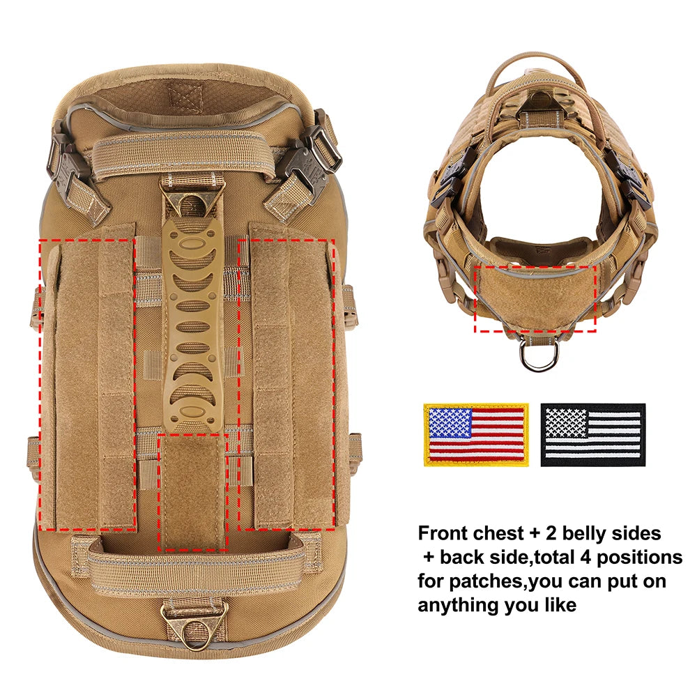 Quick Control Tactical Dog Harness – No Pull Military Training Vest with Handle & Molle System for Medium & Large Dogs