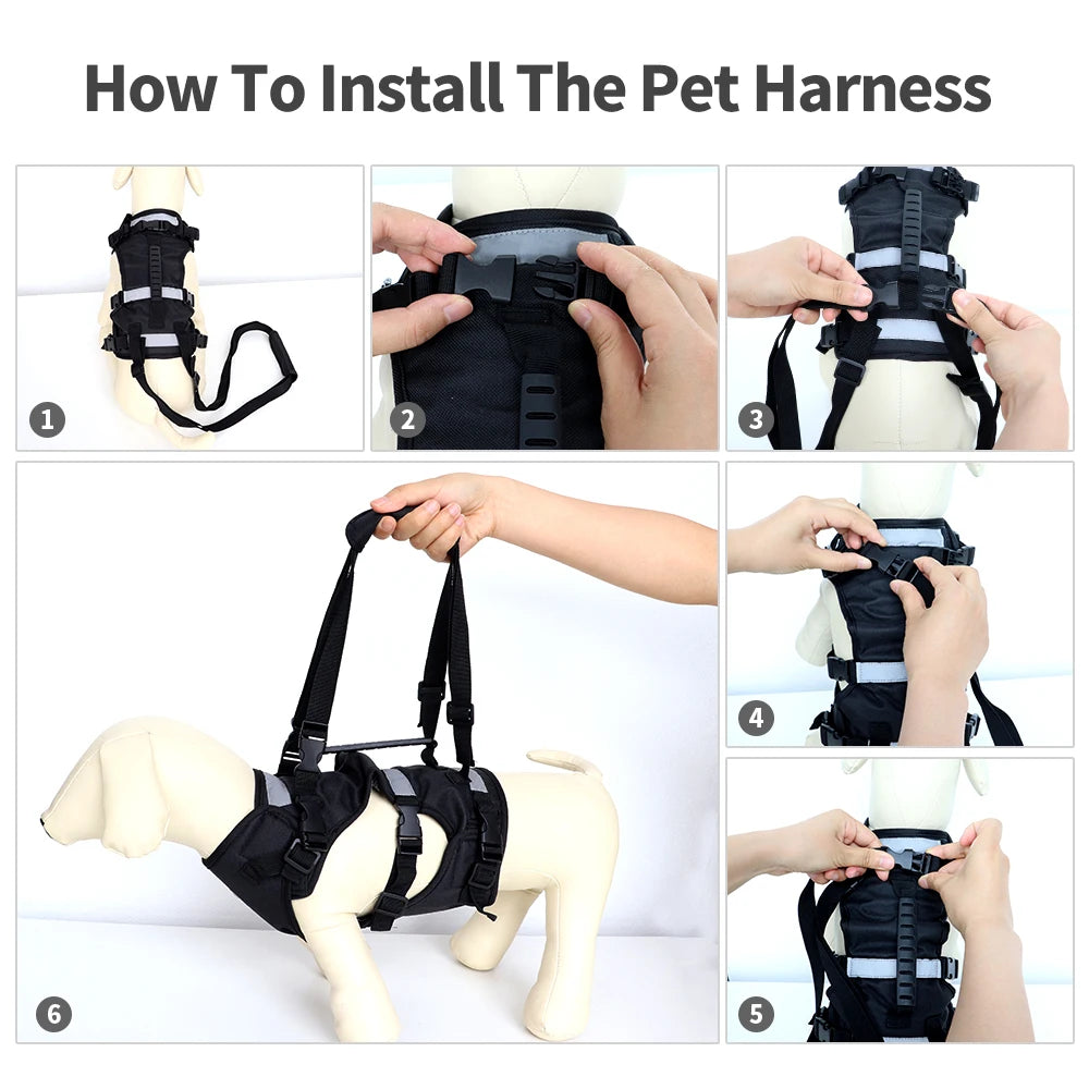Reflective Nylon Mesh Pet Lift Harness For Old Injuries Dogs Perro Adjustable Puppy Harness Vest With Full Body Support Handle