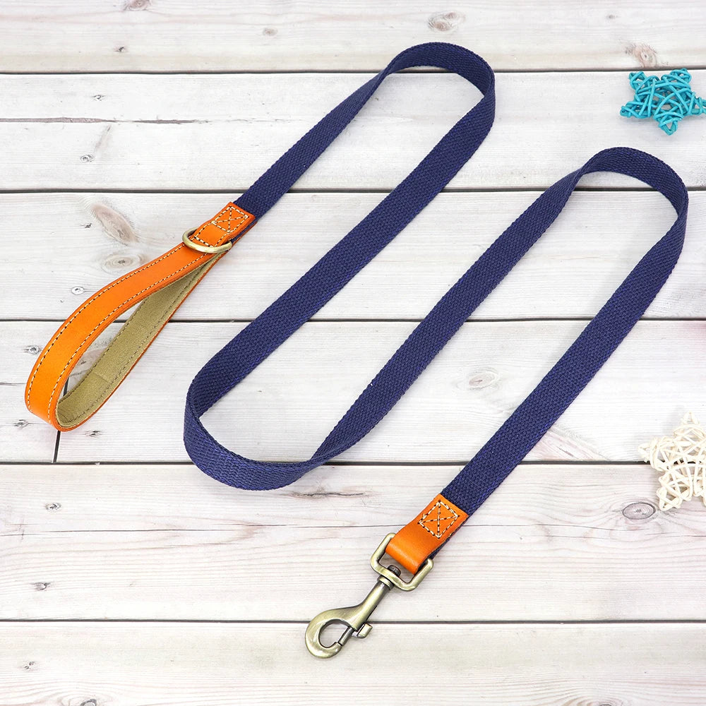 Nylon Custom Dog Collar & Leash Set – Personalized with Leather Nameplate