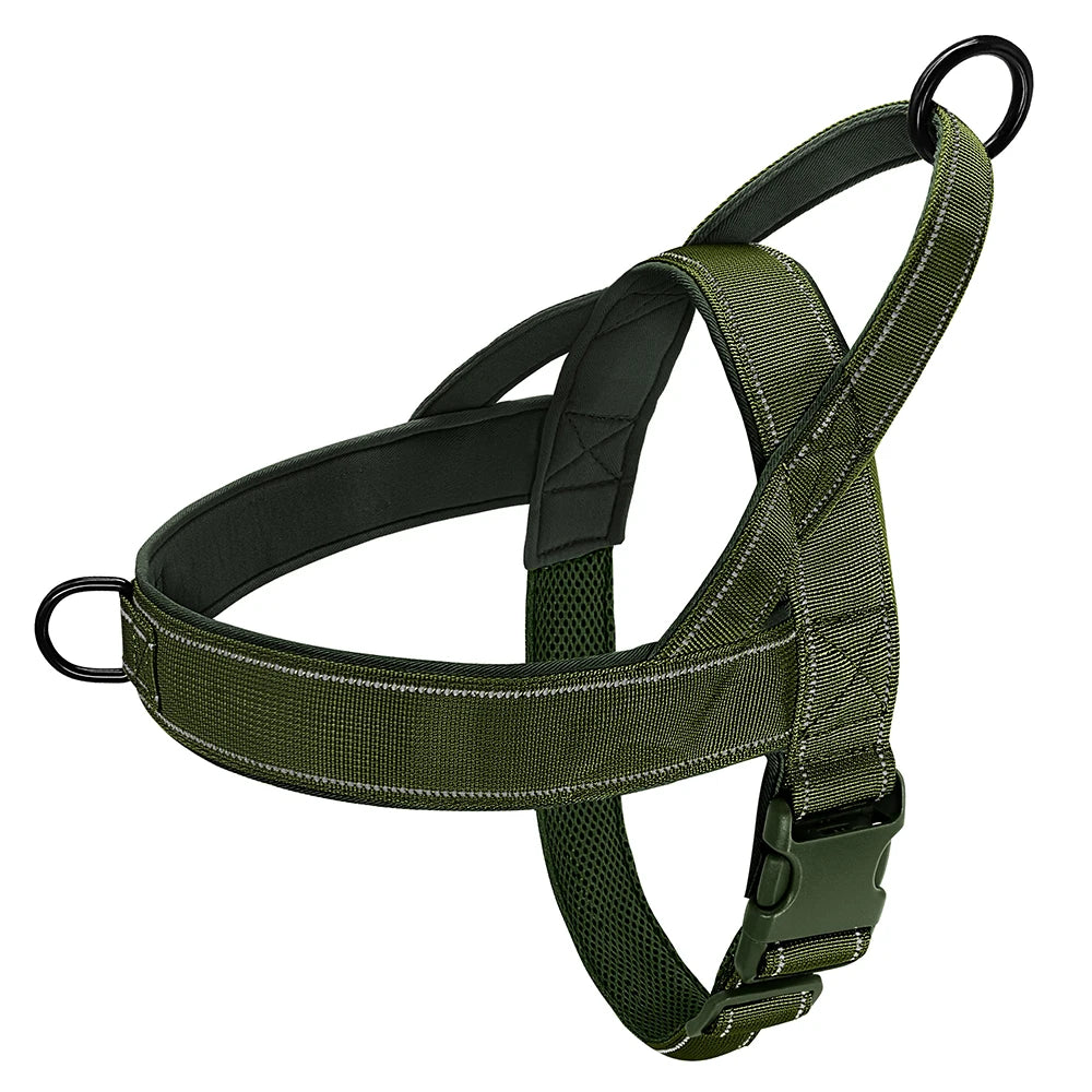 Reflective No Pull Nylon Dog Harness – Adjustable Training & Walking Vest for Medium & Large Dogs