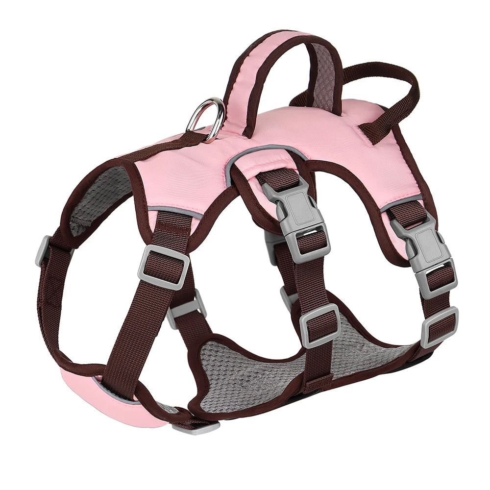 Reflective Dog Harness Vest – No Pull Nylon Adjustable Pet Harness with Double Handles for Small & Medium Dogs (Pitbull, French Bulldog)