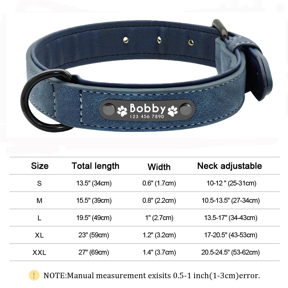 Custom Leather Dog Collar – Personalized with Free Engraving | XS–XXL Sizes