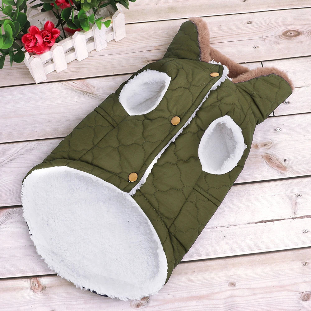 Winter Dog Coat with Fur Collar – Waterproof Warm Jacket for Small & Medium Dogs