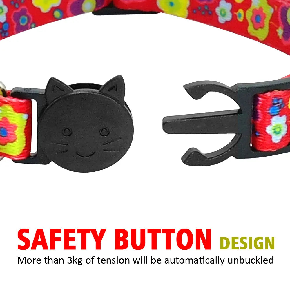 Cute Fruit Print Cat Collar with Bell – Adjustable Quick Release Safety Collar for Cats & Kittens