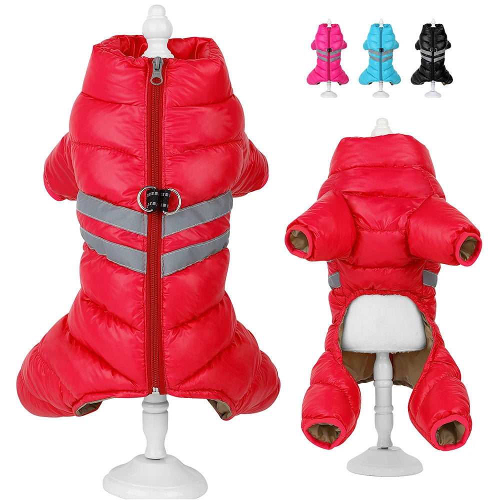 Thick Warm Waterproof Dog Jacket – Winter Coat with Reflective Strips